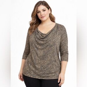 Michael Kors 1X leopard print cowl neck top